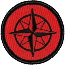 Retro Compass Patch - 2" Round Embroidered Patch