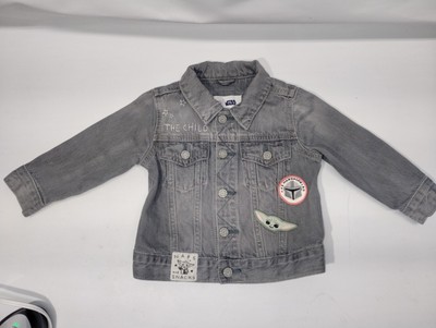 Baby GAP Yoda Gray Denim Jacket 12-18 M Star Wars Use Force Embroidered Patches