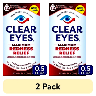 #ad Clear Eyes Maximum Redness Relief Eye Drops 0.5 Fl Oz Pack of 2 EXP 04 2027 $12.85