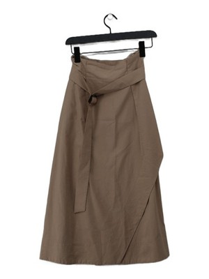 Massimo Dutti Damen Midi Rock S hellbraun Viskose mit Polyamid Midi Wickeloptik