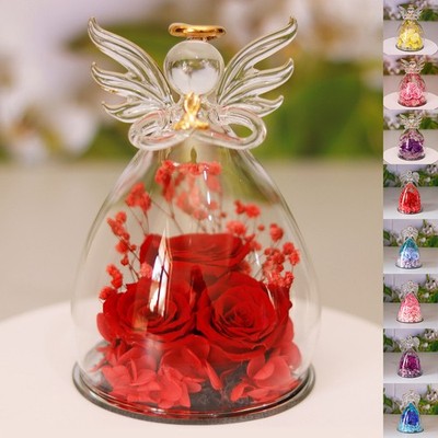 Eternal Flower Box Angel Glass Cover Dried Rose Gift Box For Valentine's Day Hom