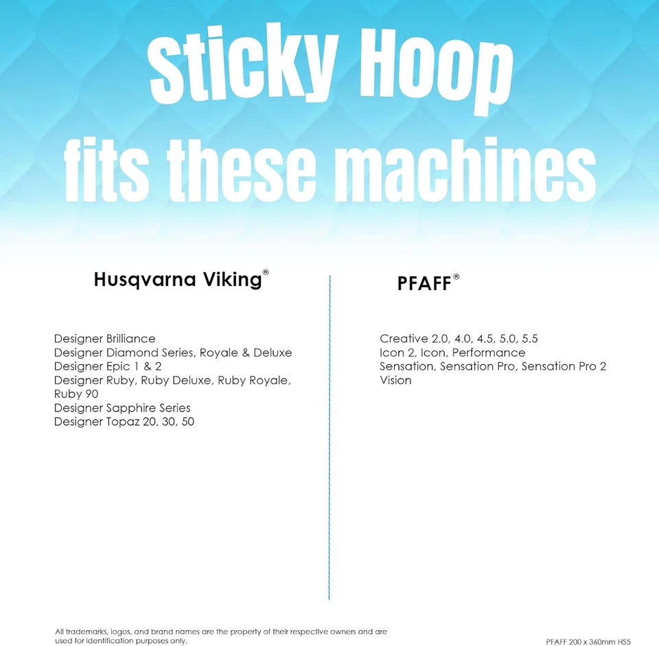 Aro adhesivo para Husqvarna Viking/Pfaff (200 X 360 mm) aro de bordado para máquina Foto 2 de 4