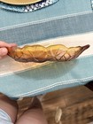Indiana Amber Iridescent Carnival Glass Floral Oval Decorative Dish — photo 4