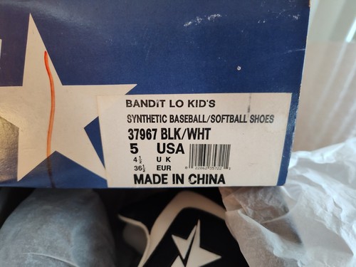 Converse Synthetic Baseball Shoes Size 5 Black White New With Box - Picture 2 of 22