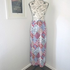 Vintage Sun River Patchwork Print Skirt Large Women's Rayon Cottagecore Prairie