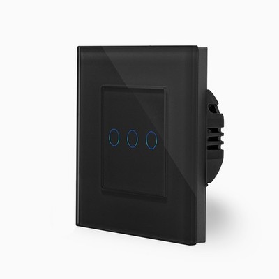 LUXUS-TIME Dimmer Lichtschalter Glas 1 Fach Rahmen + Modul Schwarz
