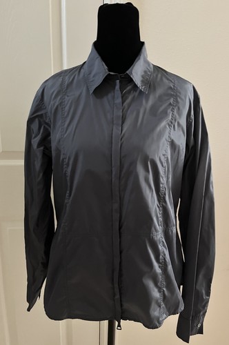 Jil Sander, Giacca camicia vintage JIL SANDER blu grigio con cerniera, taglia 38 (italiano)