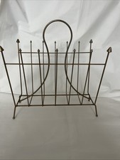 Vintage MCM Record Magazine Rack Holder Gold Tone Arrow