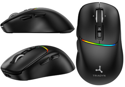 Kabellose Büro Maus Triadyn ENCELADUS Bluetooth 2,4GHz RGB 3200 DPI USB Schwarz
