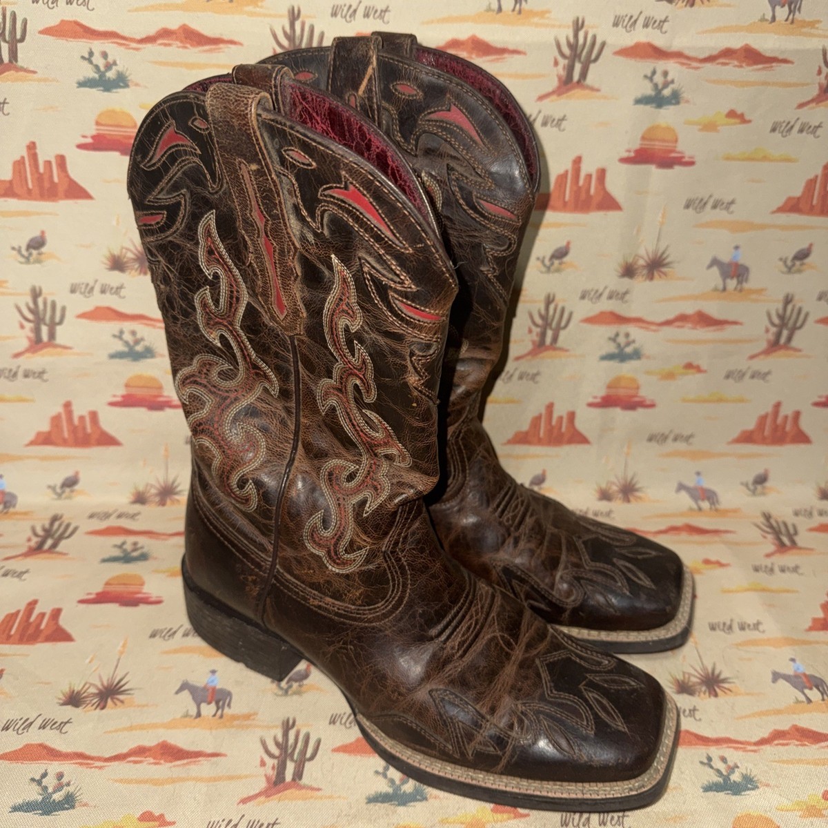 Ariat Women’s Sidekick 7.5 Brown Western Square Toe Wingtip Western Boots