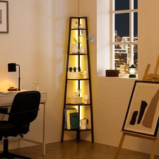 Yoobure Corner Shelf Stand, 5-Tier Bookshelf with LED Lights  Steel Frame, Tall