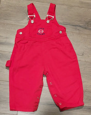 VTG 90s Baby Guess Red Denim Overalls 12 Months Football Embroidered USA Made