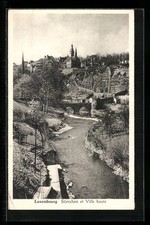 Old postcard Luxembourg, Stierchen and Ville Haute 1948 