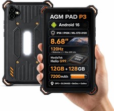 AGM Pad P3 Rugged 8.6" Android 16 Tablet Helio G99 6GB 128GB 8.6" 120Hz Open Box