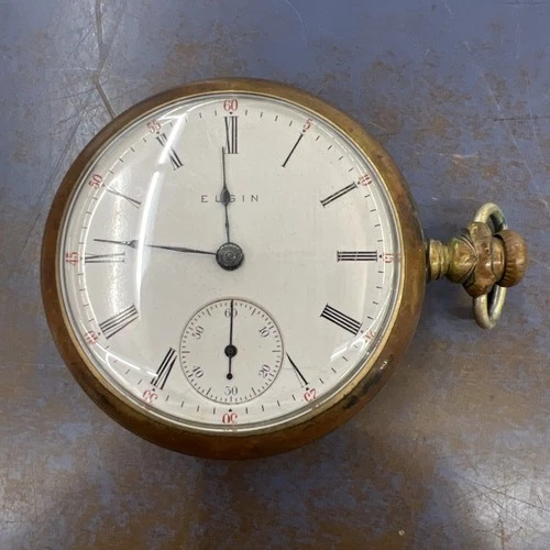 Antique Vintage Elgin Railroad Pocket Watch For Parts Or Repair