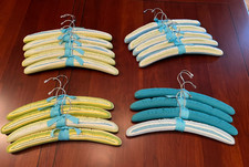 Lot of 18 Vintage Padded Hangers - Blue/Green - Stripes