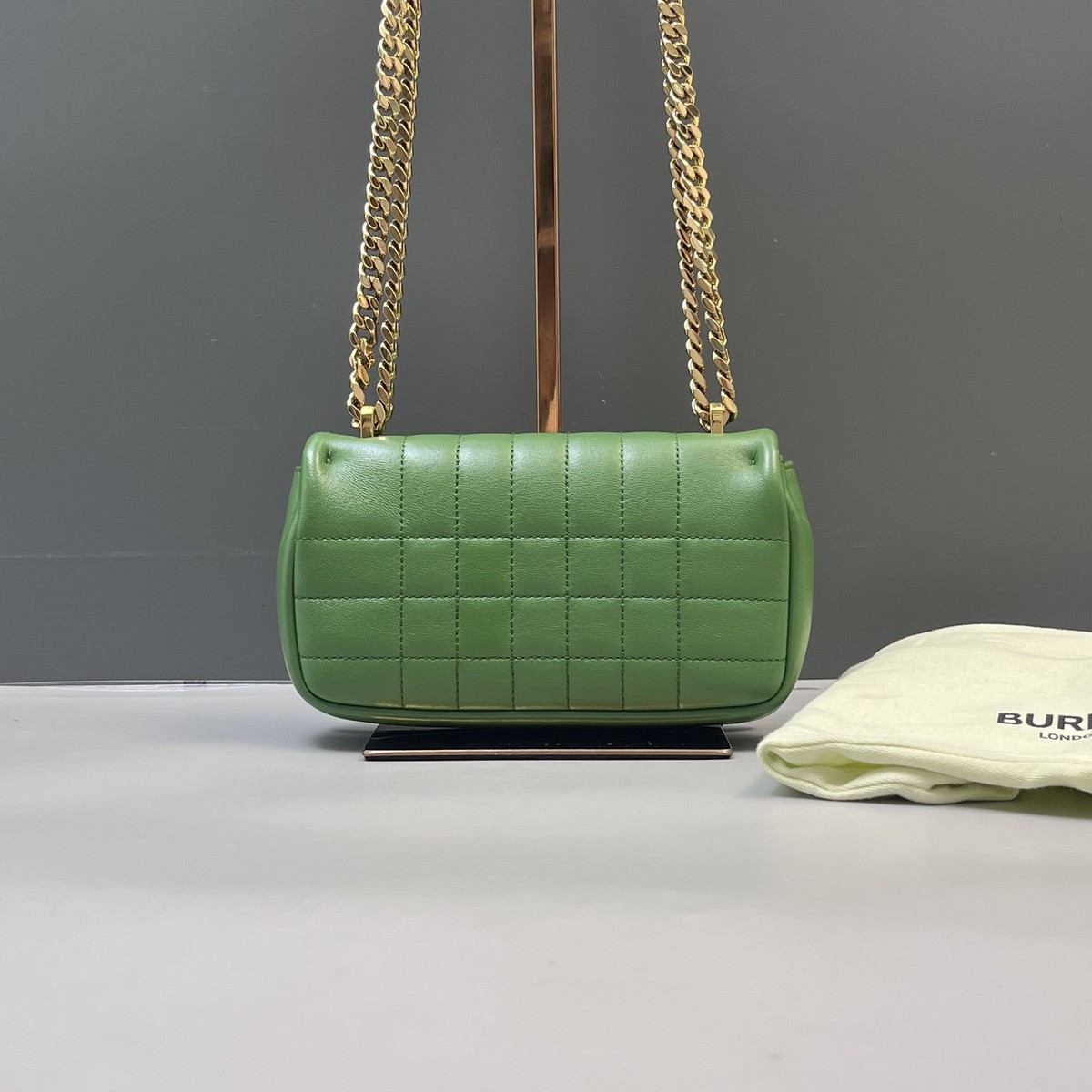 Burberry Lola Chain Flap Crossbody Bag Green Leather [Duties Paid