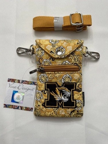 Viva Designs Missouri Tigers Floral Handy Umhängetasche Gelb Neu mit Etikett