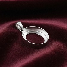 925 Sterling Silver 10mm Oval Cut Stone Setting Pear Pendant for Jewelry Making