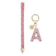 Initial Letter A Keychain for Women Rhinestone Alphabet Keychain, Pink