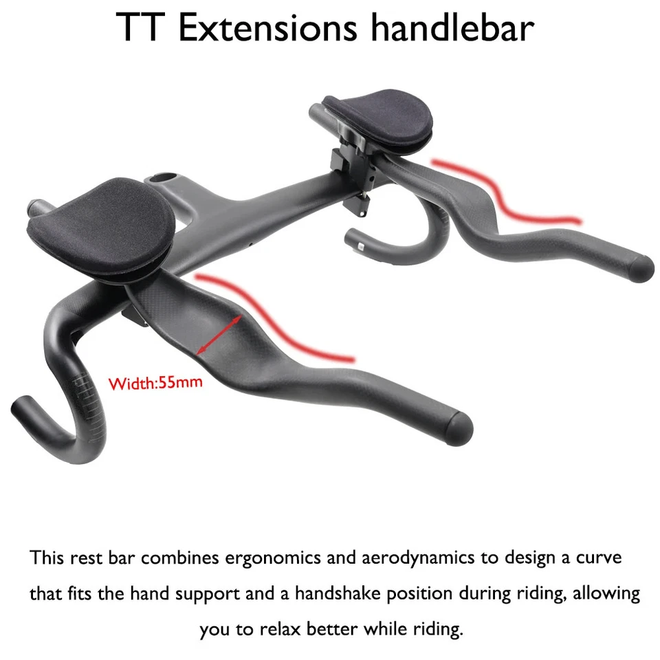 Soporte de bicicleta de fibra de carbono TT extensor de manillar triatlón contrarreloj barra de bicicleta Foto 3 de 4