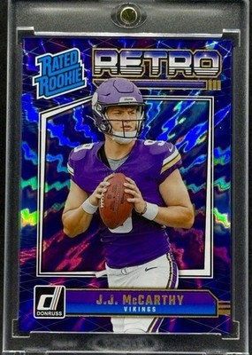 JJ McCarthy RARE ROOKIE RC BLUE HYPER REFRACTOR INVESTMENT CARD SSP VIKINGS MINT