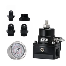 LokoCar Fuel Pressure Regulator AN8 Feed & AN6 Return Line + 0-160PSI Gauge Set