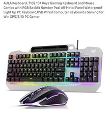 Keyboard, T102 104 Keys Gaming Keyboard and Mouse Combo with RGB