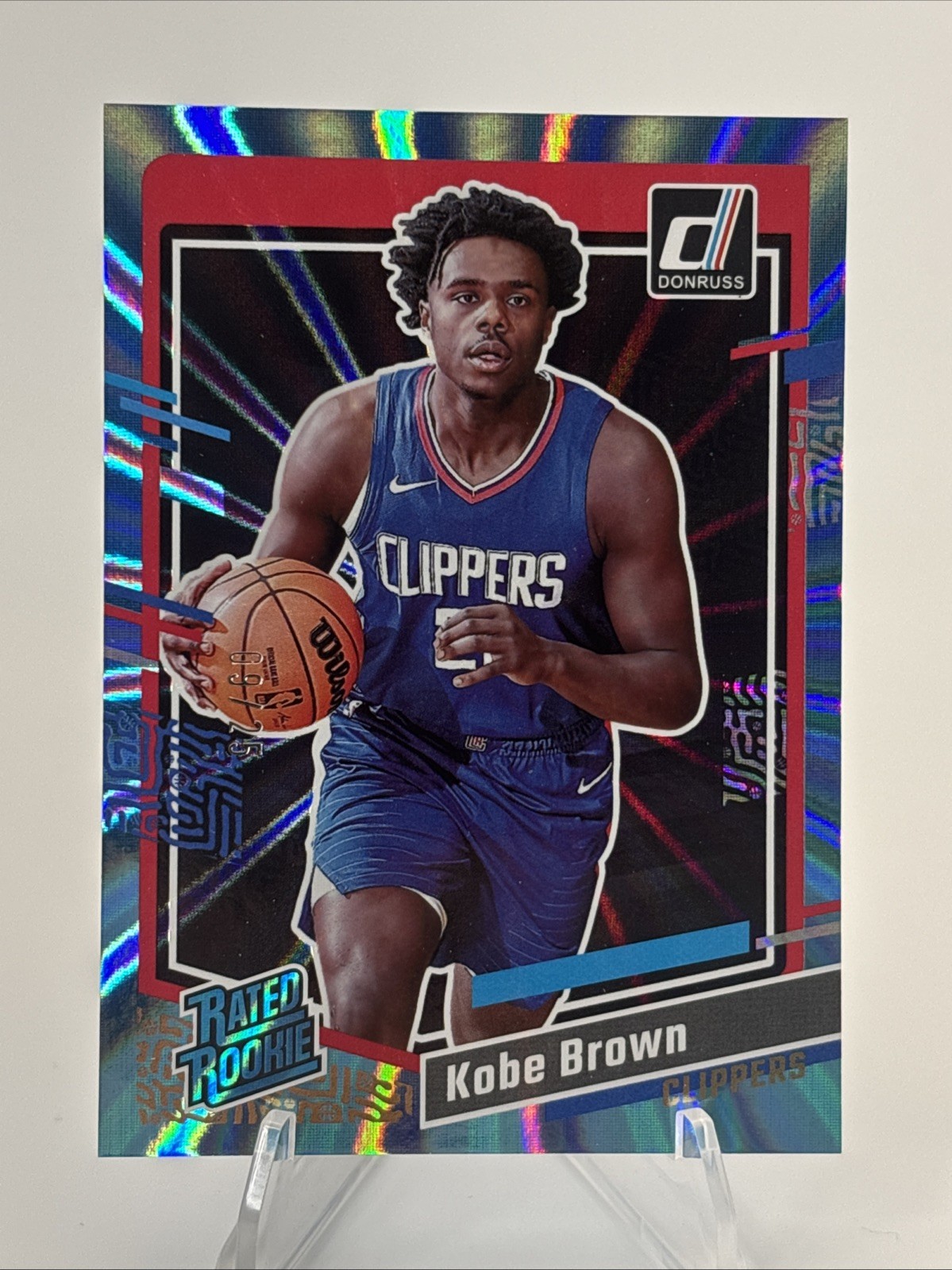 2023-24 Panini Donruss Kobe Brown Rated Rookie RC Holo Light Blue Laser /25 #239