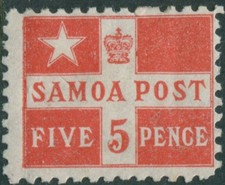 Samoa 1894 SG72a 5d deep red Flag MNH