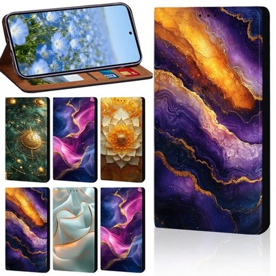 Mystic Cosmic Grafik Leder Cover Case für Motorola Moto E, Moto G, Edge 40/50