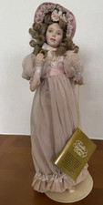 Franklin Heirloom Dolls 16in Bisque Porcelain Girl Doll Blonde Curly  Stand