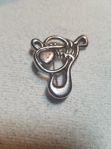 Disney Tigger Silvertone Brooch 1.5"