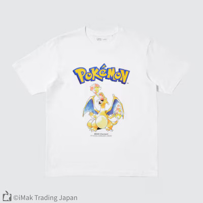 UNIQLO UT Pokemon 30th Anniversary Charizard Logo Graphic Tee White Japan Neu