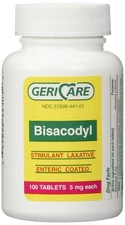 GeriCare Bisacodyl Stimulant Laxative Enteric Coated Tablets 5 mg Each 100 Count