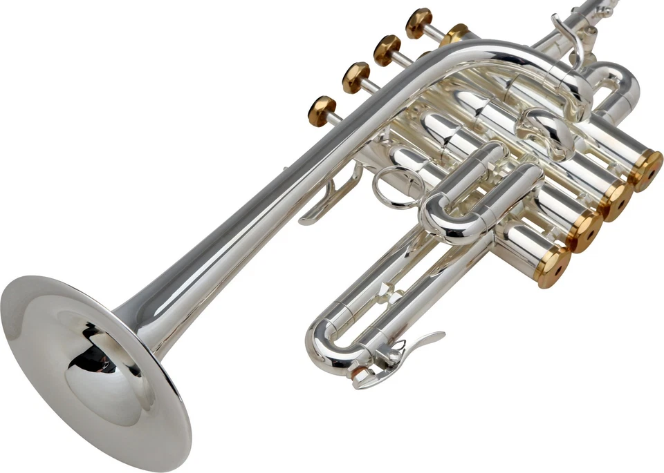 Trombino Piccolo a Bb Tromba in Ottone Argentato con Bocchino e Astuccio Borsa - Immagine 4 di 4