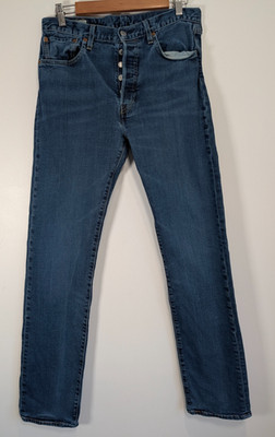 Levi's 501 Jeans Herren W32 L34 Blau Denim Red Tab Stretch Skinny Leg Button Fly