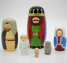 Russian Nesting Dolls Wood Hand Painted Nativity Jesus Wise Men Christmas