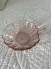 VINTAGE Pink Depression Glass Bowl Oyster Pearl Unusual Heart Shape 5” Wide X 6”