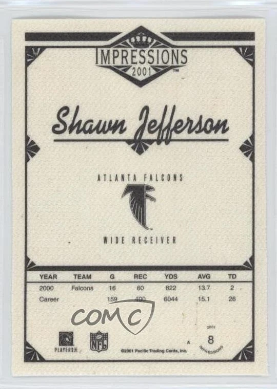 2001 Pacific Impressions Shawn Jefferson #8 - Image 2 of 2