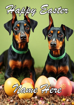 naiec43 Dobermann Hund Frohe Ostern personalisierte Grußkarte Schokoladenei