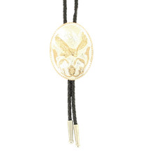 Double S Two Tone Oval Eagle Black Bolo Tie C10836