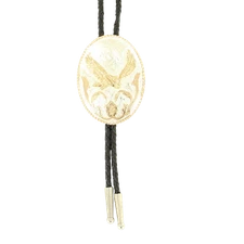 Double S Two Tone Oval Eagle Black Bolo Tie C10836