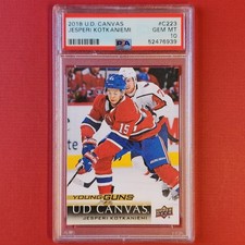 2018-19 upper deck #C223 Jesperi Kotkaniemi RC Rookie Canvas Young Guns PSA 10