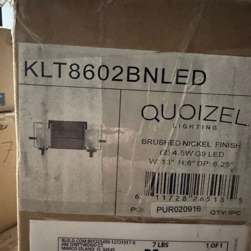 Vanity Light Quoizel Brushed Nickel Finish Klt8602BNLED - Picture 5 of 5