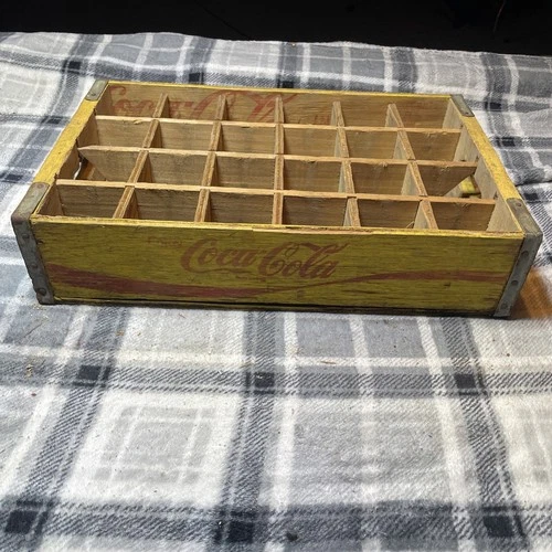 Vintage Yellow Wood Crate - 24 Bottle Coca-Cola Coke Crate. Omaha, Nebraska.