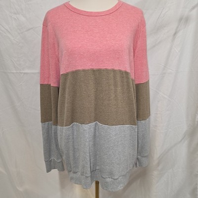 Halife Women's Pink Brown Gray XL Long Sleeve Pullover Super Soft