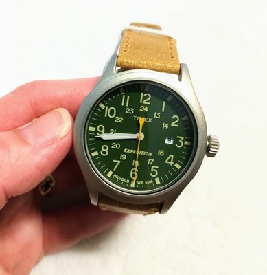 Timex Expedition 40mm Men's Wristwatch Khaki Leather Band TW4823000 NWOT