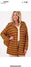 ATTITUDES BY RENEE QVC Striped Cardigan w/ Hood W/ Fringe Detail Warm Bronze XXL ATTITUDES BY RENEE QVC Striped Cardigan w/ Hood W/ Fringe Detail Warm Bronze XXL