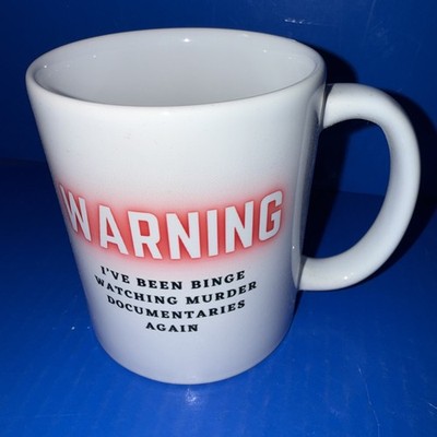 Murder Documentary Coffee Mug! EUC! Warning! True Crime Junkie Must Have! 